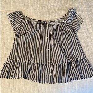 Striped off-the-shoulder blouse